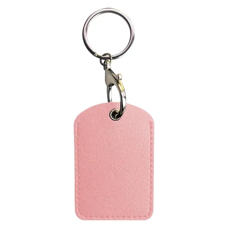 Leather Card Holder Keychain Key Ring Door Lock Access Tags ID Card Case Keychain Access Card Bag Key Tag Ring