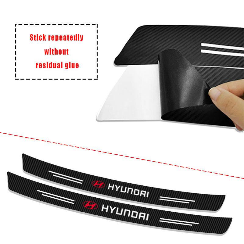 1pcs Carbon Fiber Car Trunk Rear Bumper Sticker Guard Plate Protector For Hyundai Logo IX35 Bayon Kona I30 ElantraSolaris Palisade