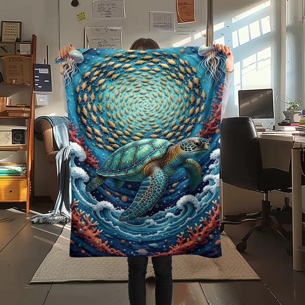 Marine Life Print Flannel Blanket,High Quality Comfortable for All Seasons,Home Decor,Warmth and Comfort,Perfect for Christmas Gifts