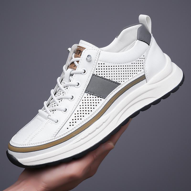 Spring New Shoes for Men Leather Casual Shoes Breathable Microporous Leisure Sport Shoes Youth Street Cool Sneaker