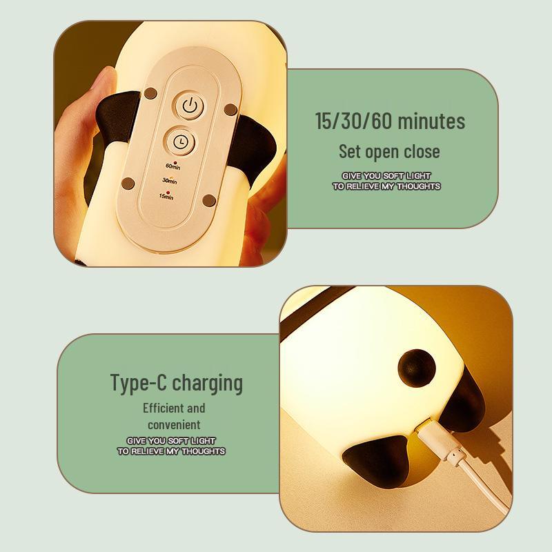Panda Night Light with Tap Decompression, Timer, and Sleep Aid for Bedside and Breastfeeding; Ideal Birthday Gift.