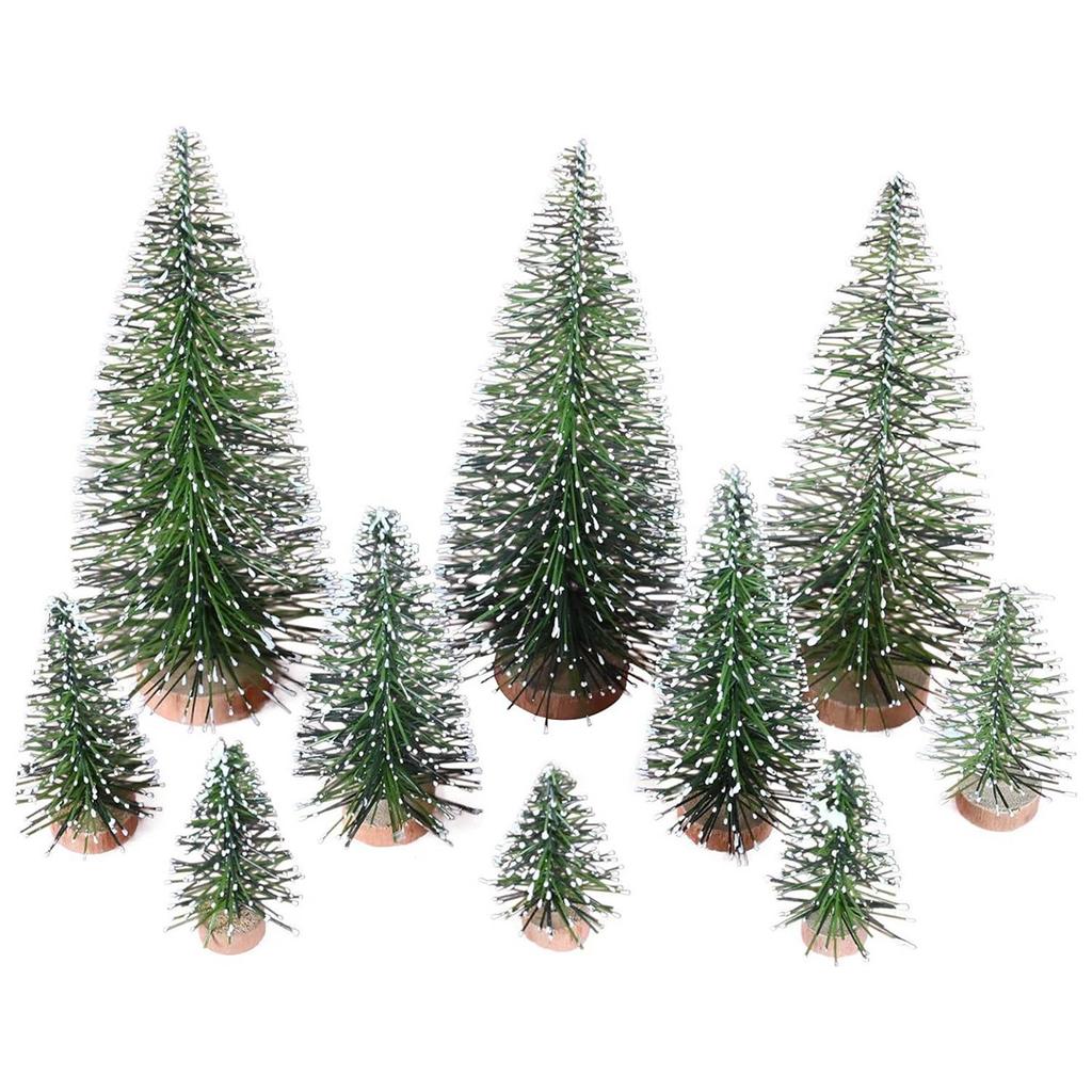 25PCS Miniature Artificial Christmas Trees 5 Sizes,with Wooden Base for Decoration DIY Party Decoration Crafts