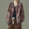 Fashionable Autumn New Loose Literary and Versatile Casual Printed Cardigan Korean Style Cotton and Linen Short Jacket