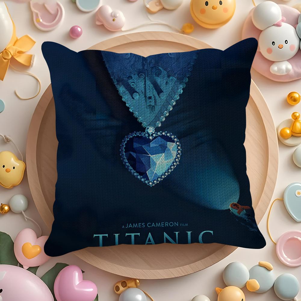 Ocean Heart Sapphire T-Titanic Pillow Case Sofa Living Room Bedroom Headboard Backrest Cushion Square Cushion