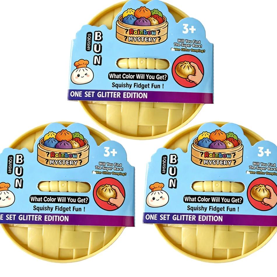 Dumpling Squishies Blow Bubbles Toy Dumpling Squishies Set with Steamer New Bubble-Blowing Squishies, Stretchy Fidget Sensory