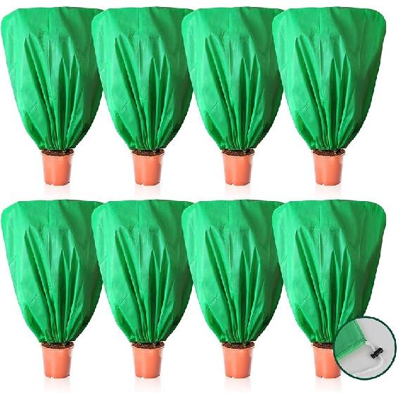 8 шт. Защитные чехлы для растений от мороза, зимние многоразовые куртки для растений со шнурком, защитные обертки для кустов, морозное одеяло для зимы на открытом воздухе 39.3 × 19.6 Inch