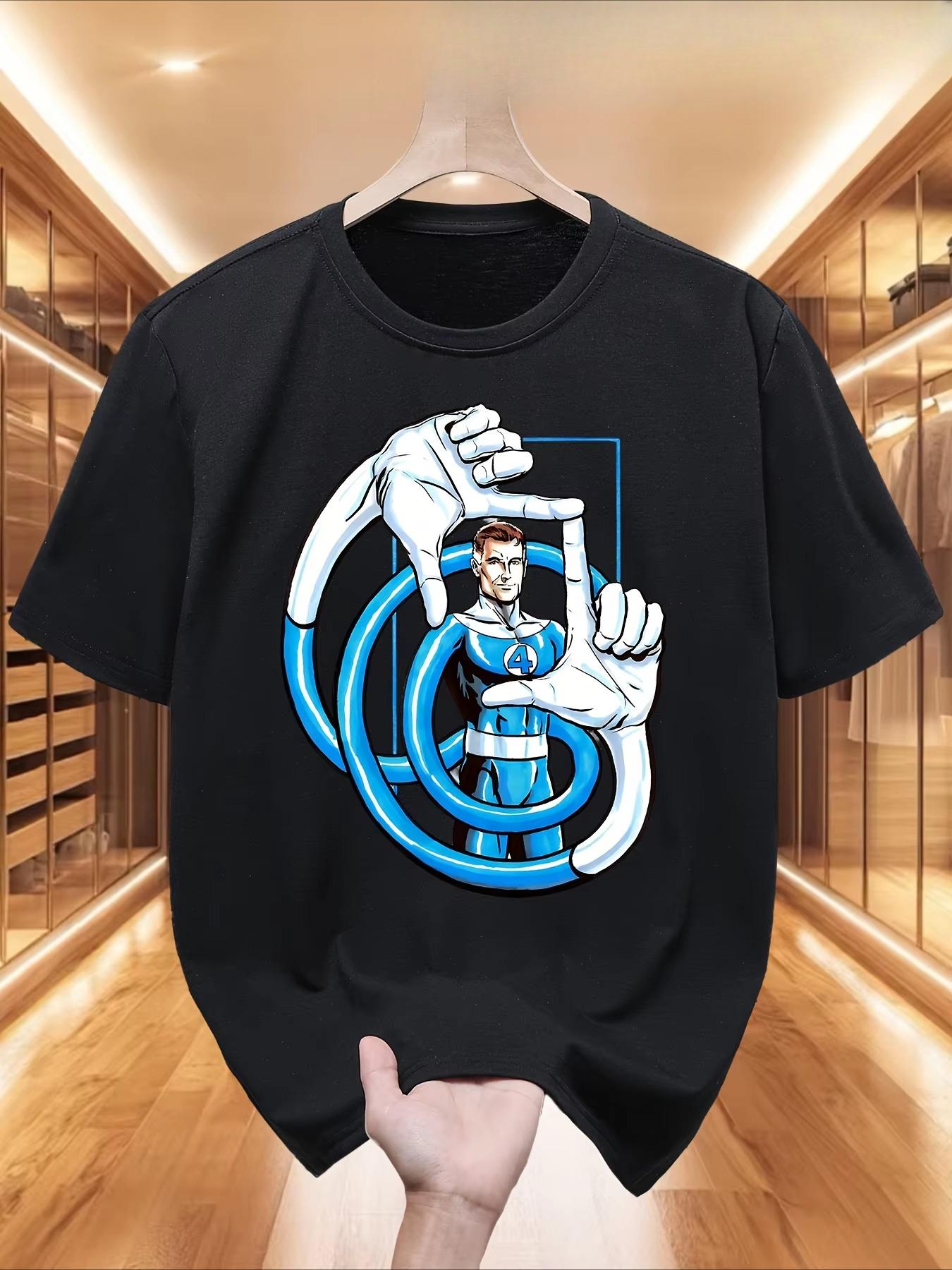 2026 new Marvel Fantastic Four Mr Fantastic Tshirt Mens Retro Comic Graphic Casual Short Sleeve Tee High quality S