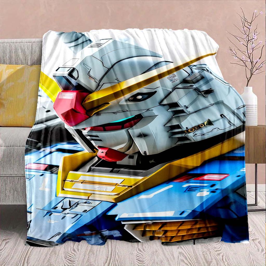 Gundam Anime Flannel Blanket - Soft Warm Perfect for Sofa, Bedding Camping Travel Office Home Decor -QJY