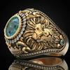 Classical Gold Color  Lion Round Rings for Women Green White Stone Rings Jewelry Party Gift