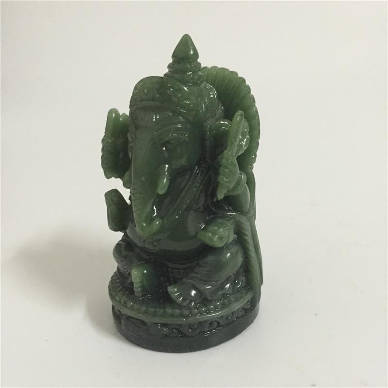 Ganesha Buddha Statue Elephant God Sculpture Ganesh Figurine Man-made Jade Stone Garden Home Decoration Accessories Statues