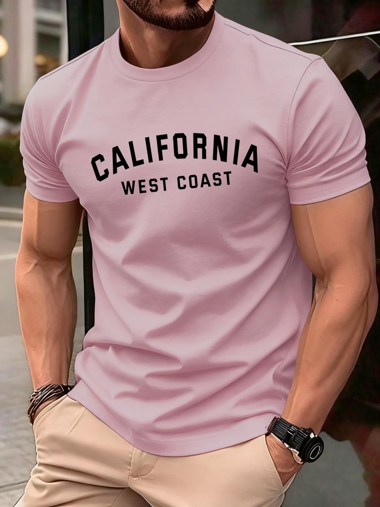 California Weat Coast Print Tee Shirts For Man Cotton ONeck T Shirt Sport AllMatch Top Summer Male New Loose Short Sleeve