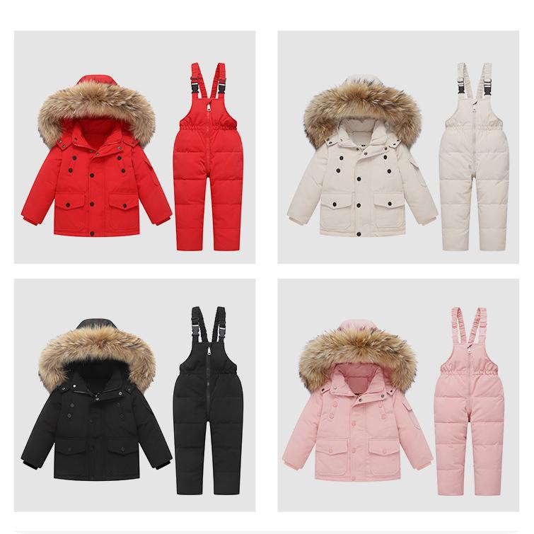 Children's Down Jacket Suit 1-6 Years Old Thickened Warm Ski Suit Two-piece Suit