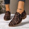 2025 foreign trade large size single shoes new leopard print light mouth one pedal women's shoes low heel grandma shoes pointed thick heel fashion