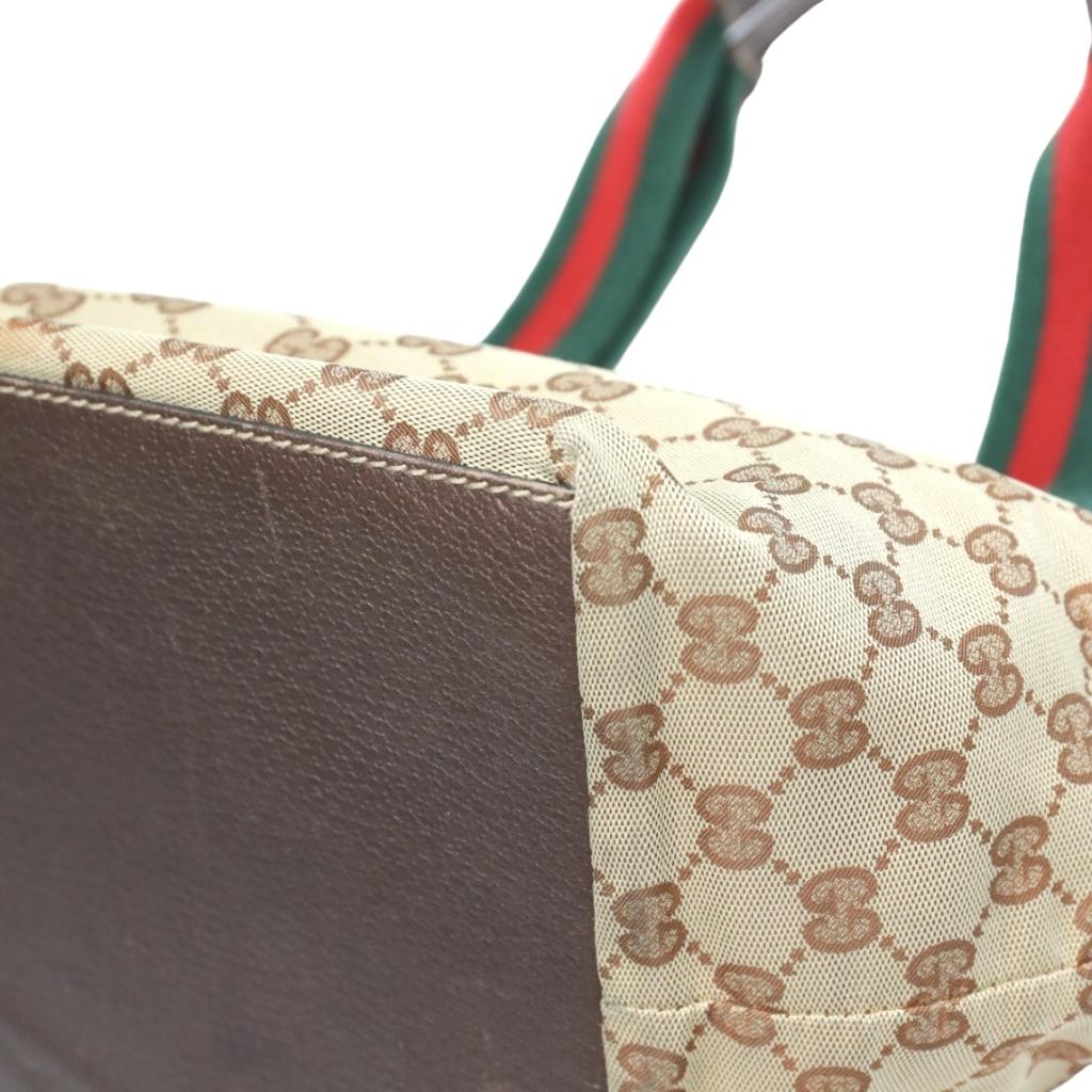 Gucci Sherry Line GG Canvas Handbag Tote Bag Beige Women 131228 Used