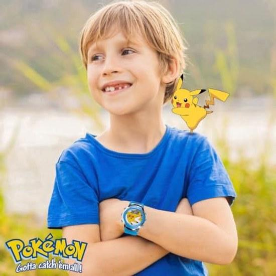 Pokemon Childrens Quartz Watch Plastic Strap 16 Blue Wristwatch.