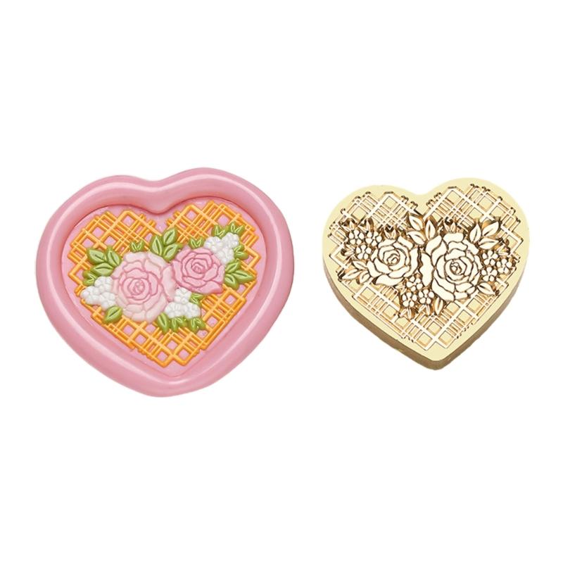 Heart Series Sealing Wax Stamp Head Heart Shaped Wax Seal Stamp for Envelopes Wedding Invitation Decorations Brass