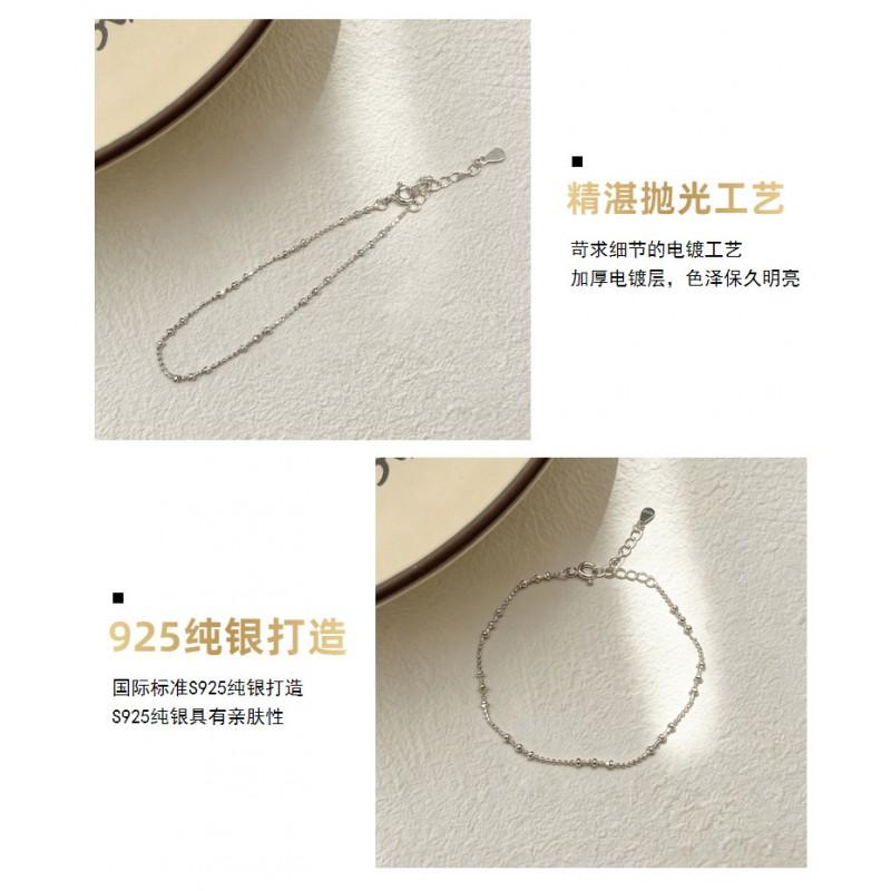 Sterling Beaded Minimalist Bracelet Women Stackable Geometric Design Elegant Everyday Jewelry