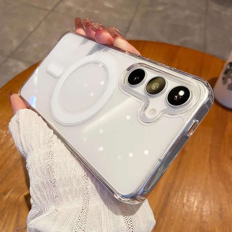 Magnetic Clear Acrylic Case For Samsung Galaxy S25 Ultra S24 S23 FE S22 S21 Plus A55 A35 A15 For Magsafe Wireless Charge Cover