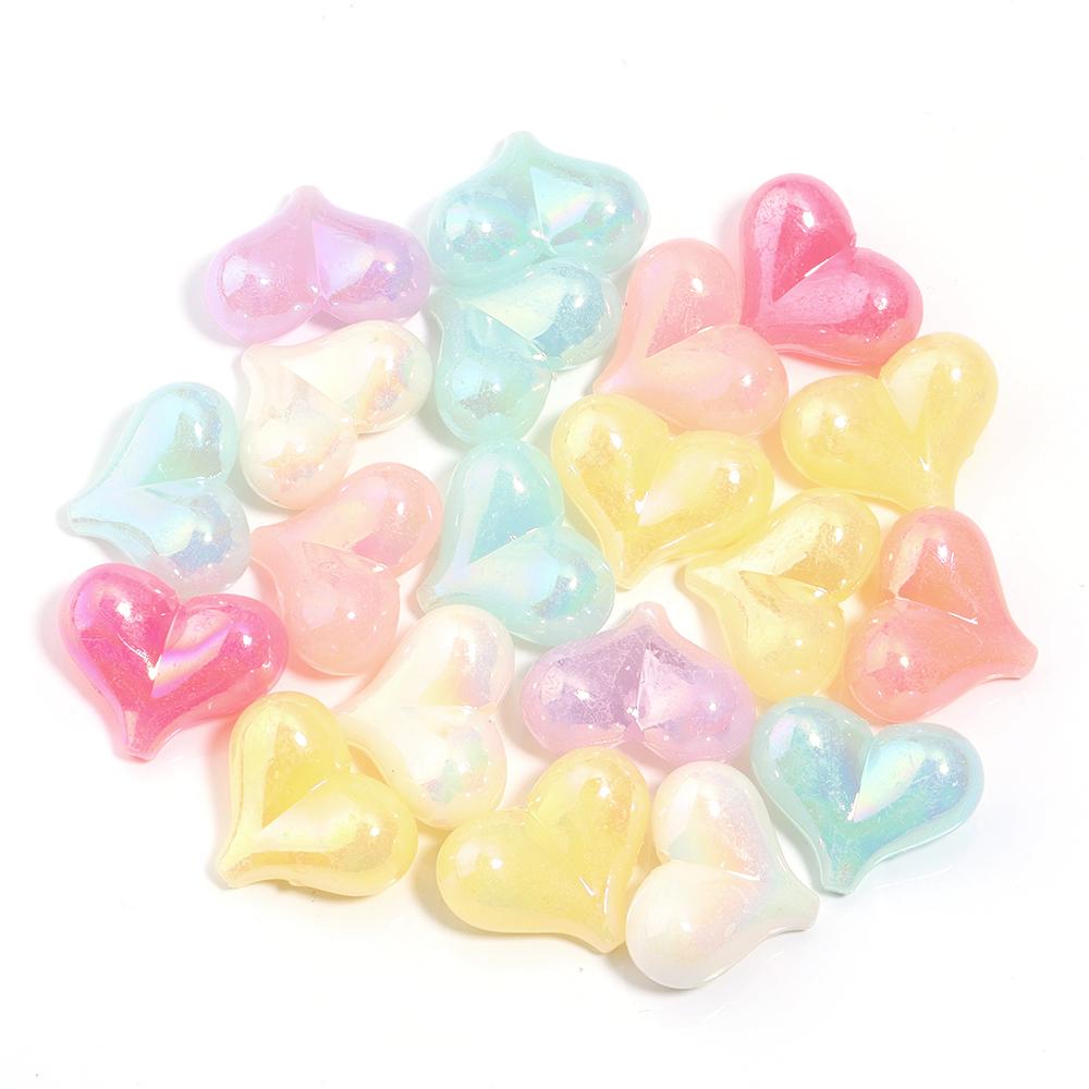 30pcs17x22mm Acrylic Love Heart Bead Shiny Loose Spacer Charm Bead for DIY Bracelet Necklace Jewelry Handmade Beaded Material