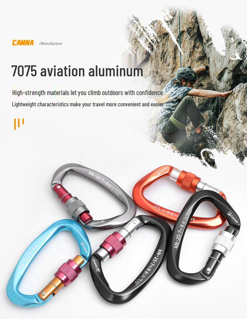 Kanle D-Shaped Screw-Lock Carabiner: Quickdraw Climbing Safety Buckle