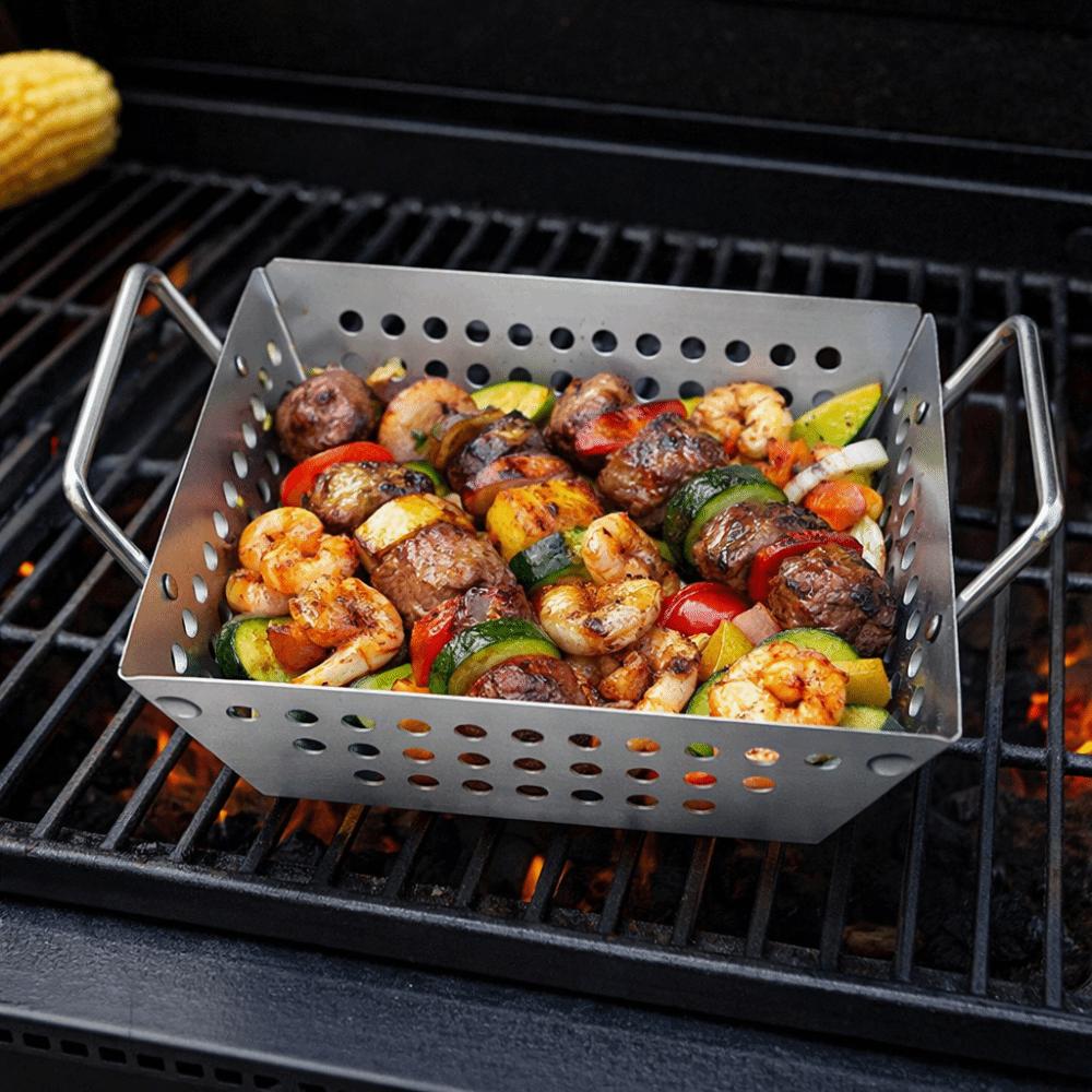 Non-stick Stainless Steel Grilling Tray Double Handle Noodle Strainer  Kitchen Tool