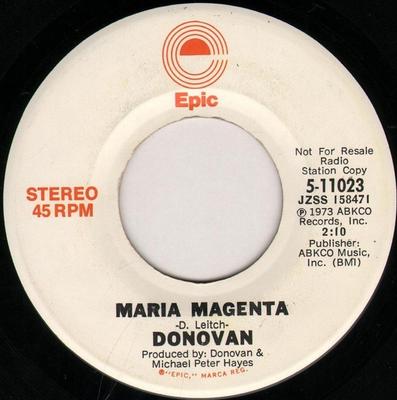 7inch Record DONOVAN - Maria Magenta 511023PROMO EPIC 1973 US Rock Used