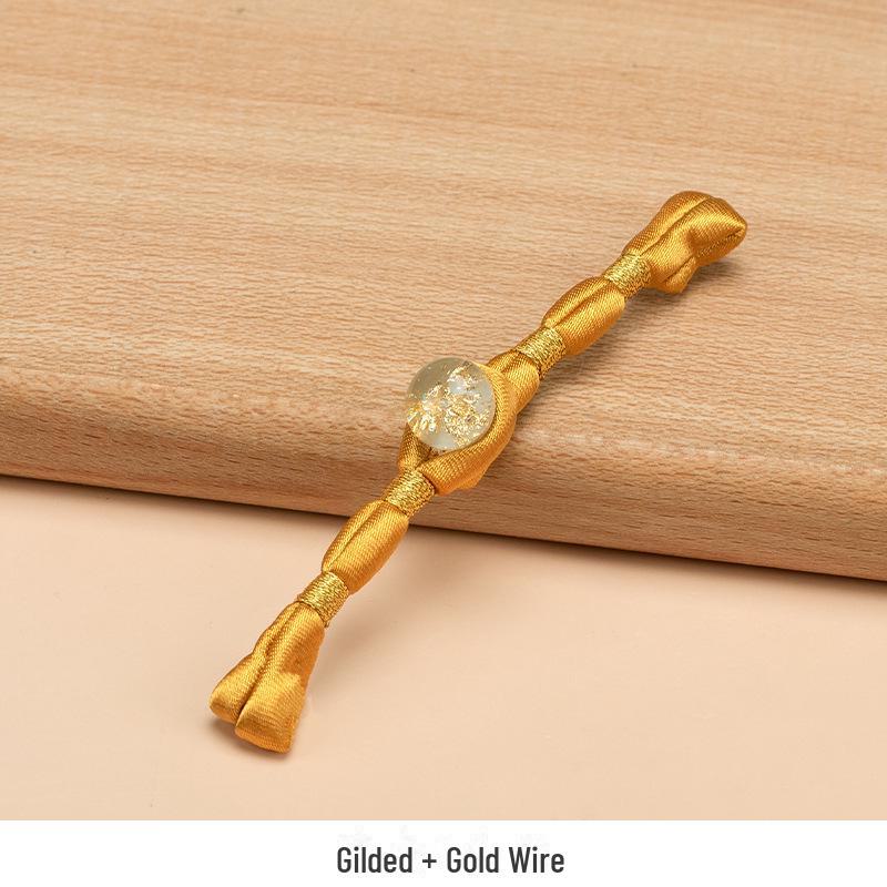 Hengmeihe Ręcznie Robiony Koralikowy Guzik Cheongsam ze Złotej Folii z Wykończeniem Złotą Nicią