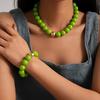 Perlenschmuck für Damen, Acryl-Kettenhalsband mit großen Perlen, Elastisches Armband mit runden Perlen, Sommerliches Retro-Accessoire