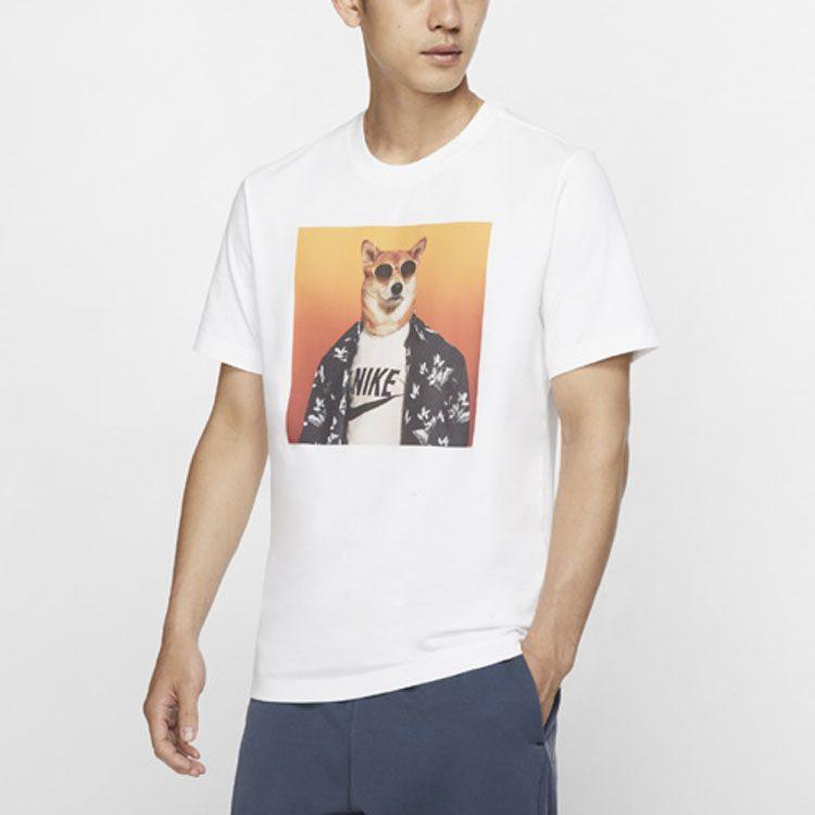 Nike T Shirts Men's White Crew Neck Moderate Straight Fit CT6313-100
