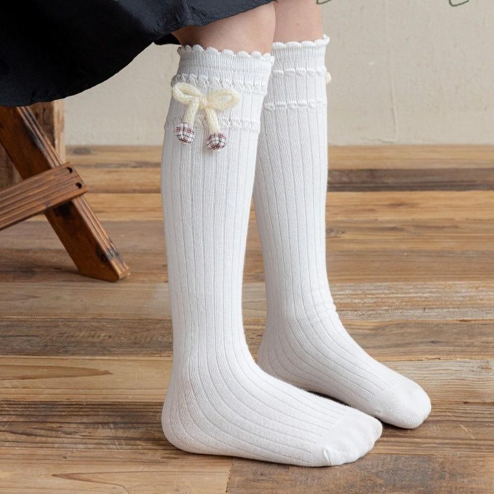 Knee High Length Knee High Socks Knitted Material Uniform Socks Sweet Knitted Socks  For Girls