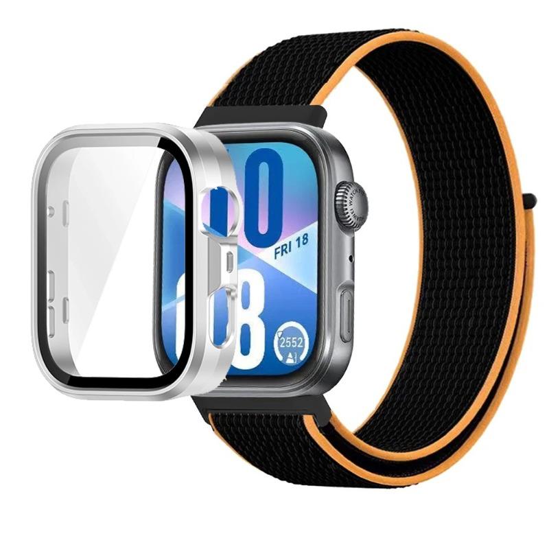 Pasek Nylonowy+Etui PC do Huawei Watch Fit 3/4/4 Pro Chroniące przed Upadkiem+Wygodna Oddychająca Opaska na Nadgarstek Correa