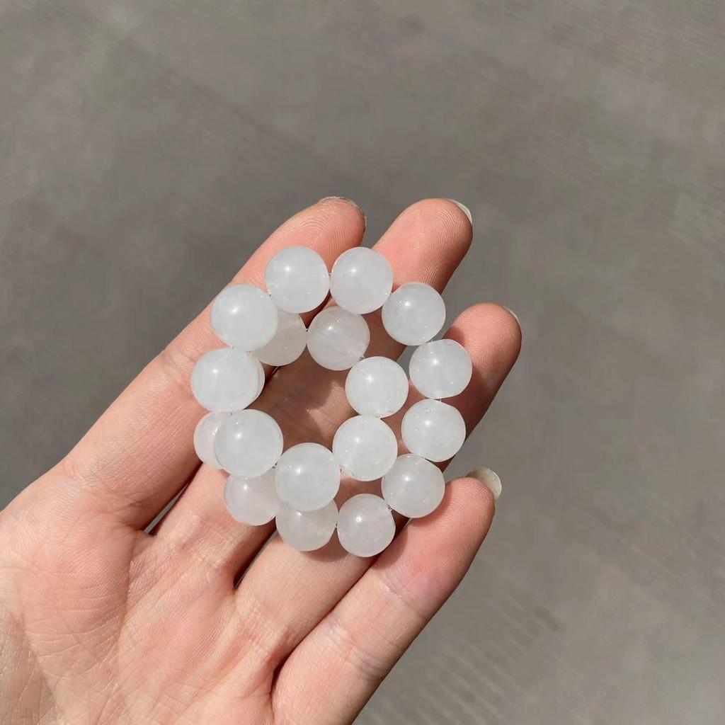 Ice White Jade Wenwan Bracelet: Soft Gradient Pink- Student Edition, Round Beads