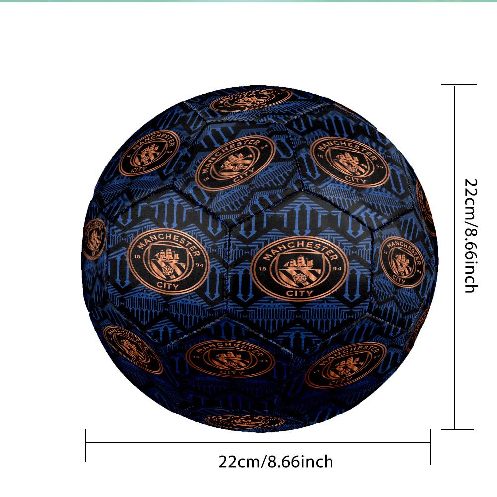 City Football Club Printed Size 5 Soccer Ball - Durable, Machine-stitched, Soft and Comfortable, Suitable for Training and Matches Gift