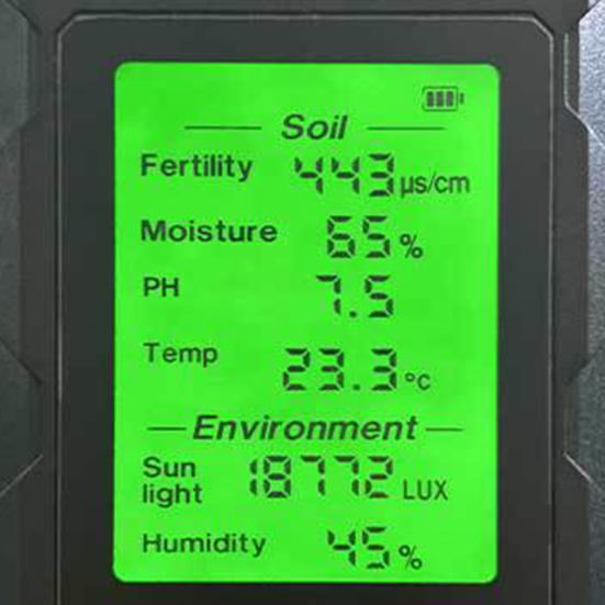 Soil Tester 6-in-1 High Precision Digital PH Moisture Temperature Light Fertility Meter with Real-time Display Soil Testing Kit