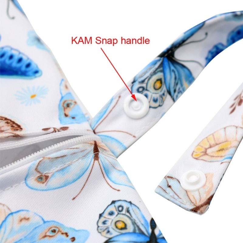 Compact & Lightweight Baby Diaper Bag Cute Cartoon Print Wet Dry Nappy Storage Bag with Handle for Fashionable Parents