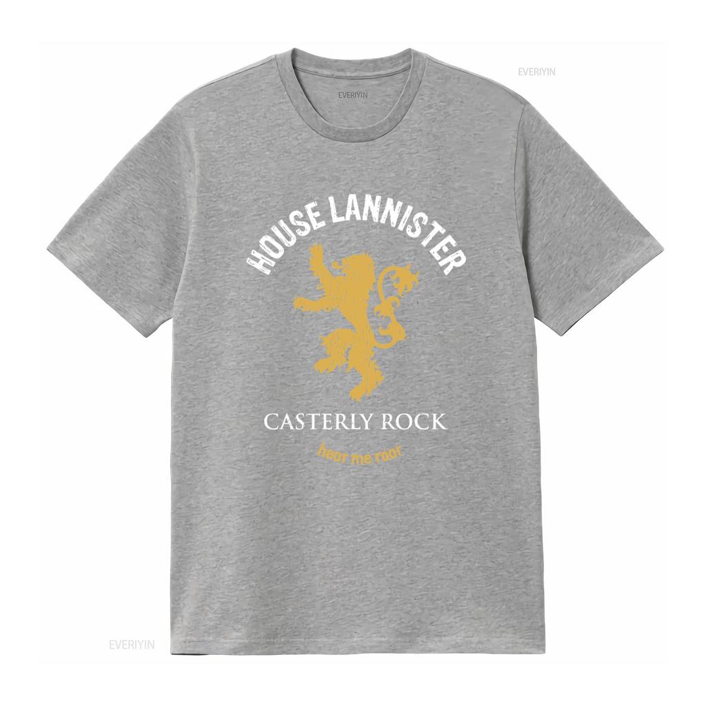 House Lannister Casterly Rock Hear Me Roar Lion Print T Shirt for Fashion Casual vintage Washed Comfortable