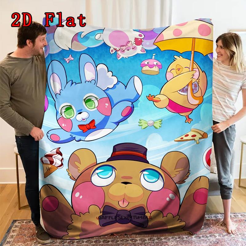 cartoon plush bear print 2D Flat Pattern Flannel Blanket High quality All Seasons Warmth and Comfort Perfect for Christmas Gifts.P260914491