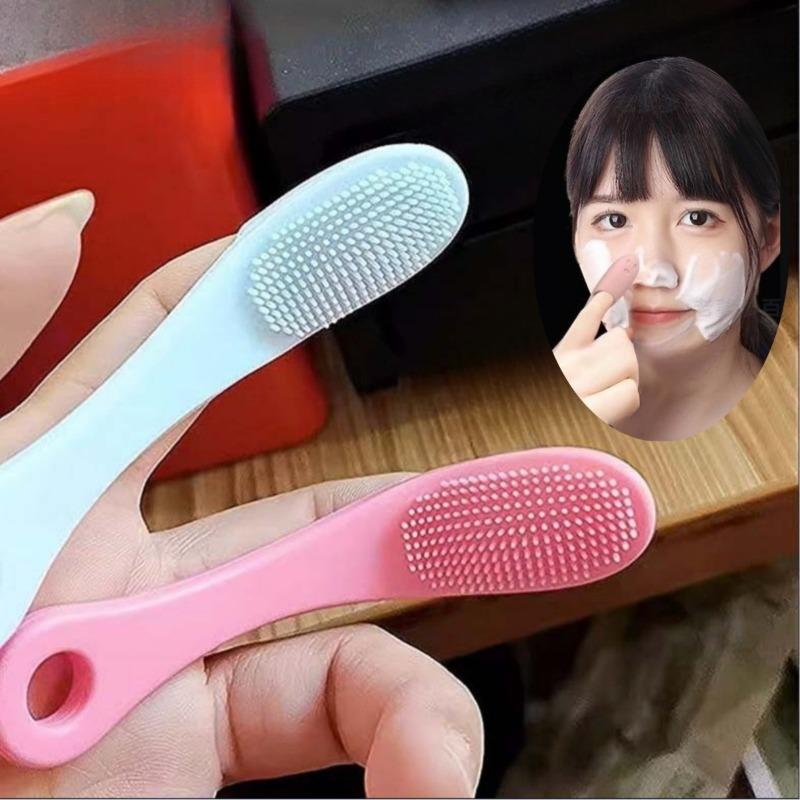 2 Pcs Facial Pore Silicone Cleaning Brush Face Nasal Double-side Massage Brushes Soft Nose Head Wash Brush Beauty Skin Care Clean Tool