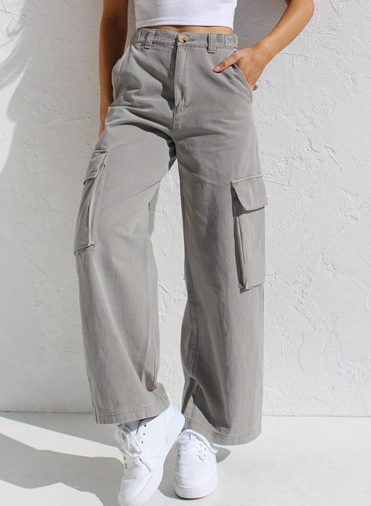 Damen Low Rise Cargo Jeans Gerade Beine Mehrere Taschen Denim Hosen Gewaschen Nicht Elastisch Lässige Lange Hosen