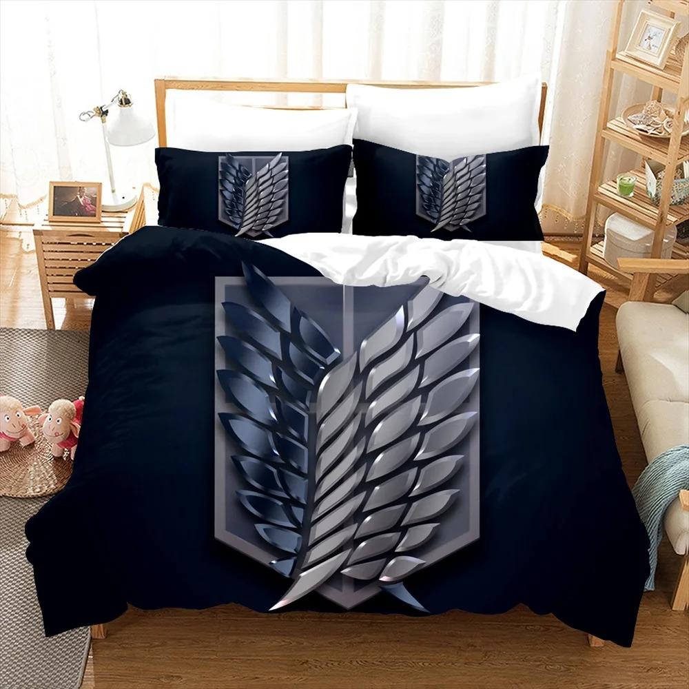 Attack on Titan Bettbezug Anime Cartoon Bettwäscheset Jungen Mädchen Schlafzimmer Dekoration Kinder Geschenk Einzel Doppelgröße