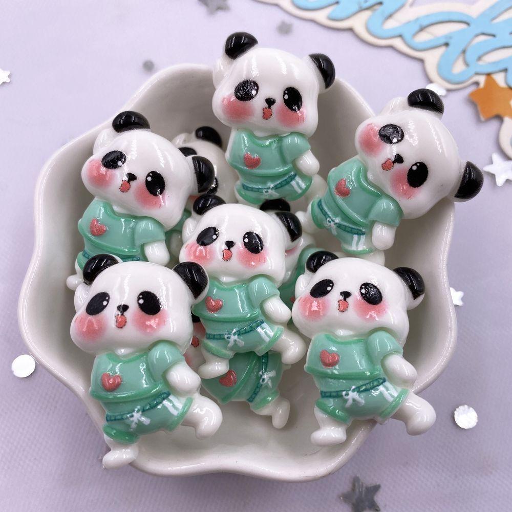 10PCS Resin Kawaii Colorful Painted Cartoon Panda Rabbit Bear Pig Fox Flatback Stone Figurine Scrapbook DIY Craft Supplies