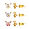 Small Butterfly Stud Earring Cubic Zirconia Gold Plated CZ Jewelry for Women Girls