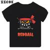 Hot-selling Red Printed Cartoon Children's T-shirt, Fun Black, Suitable for Girls and Boys, Children's Top