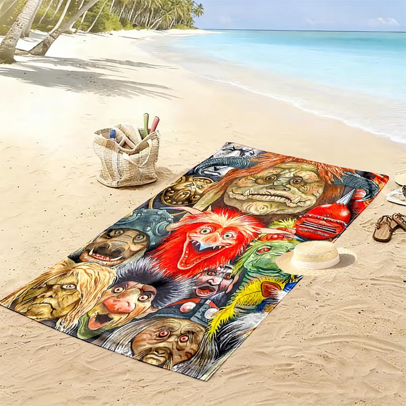 Labyrinth, Killer Clowns aus dem Weltall Druck Strandtuch, Großes Weiches Schnelltrocknendes Handtuch für Strand Camping Schwimmen