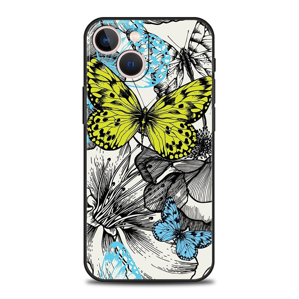 Butterfly Design Phone Case Cover for iPhone 17 16 15 14 13 12 Pro Max 11 Pro Max 17 AIR Plus Shockproof Soft TPU Shell Fundas