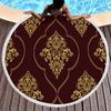 Vintage Gold Printed Round Beach Blanket,Polyester Sand Resistant Shawl Beach Towel,Absorbent Quick Dry Pool Towel Picnic Mat