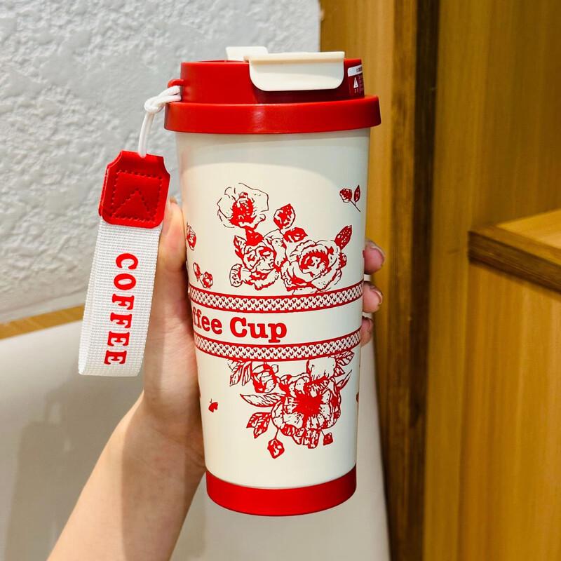 MRSIKEY Lily of the Valley Double-Wall Insulated Stainless Steel Straw Cup - 2 Pack