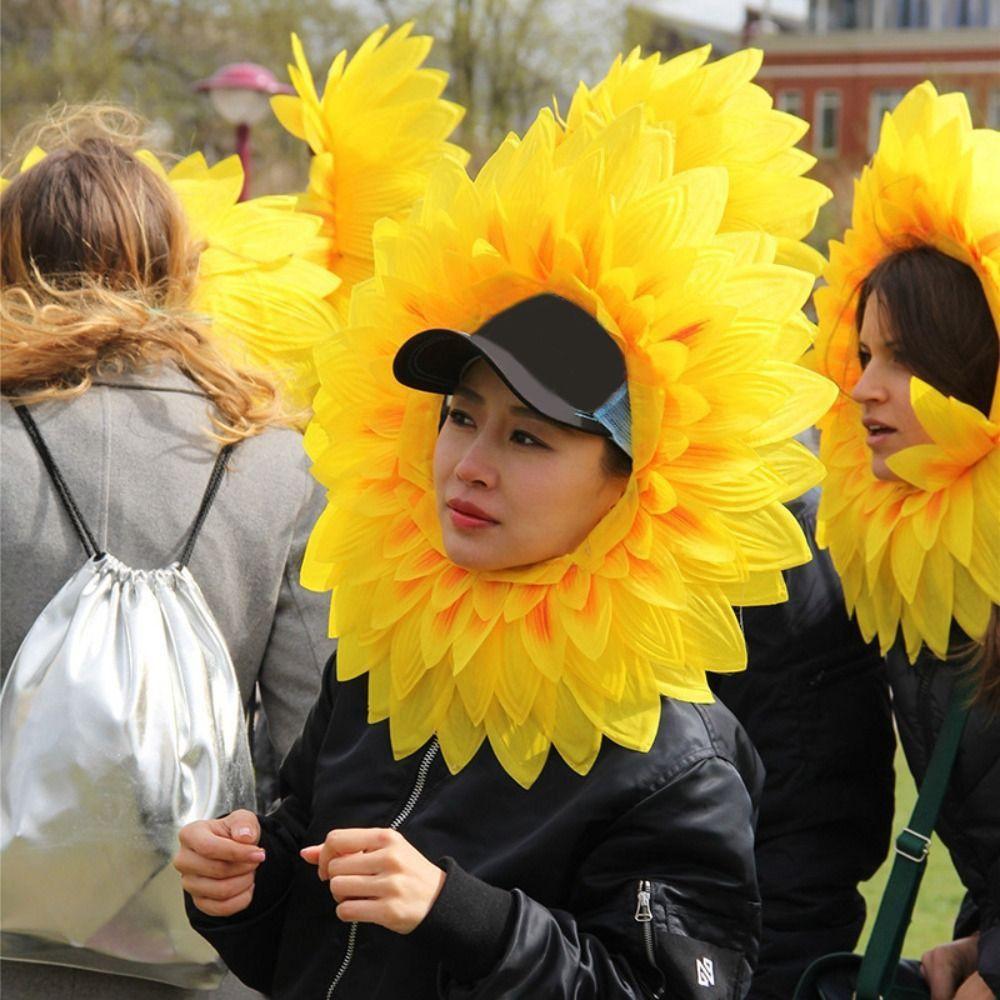 Funny Sunflower Headgear Yellow Sunflower Hat Headpiece Cute Party Sunflower Hat  Kids Games
