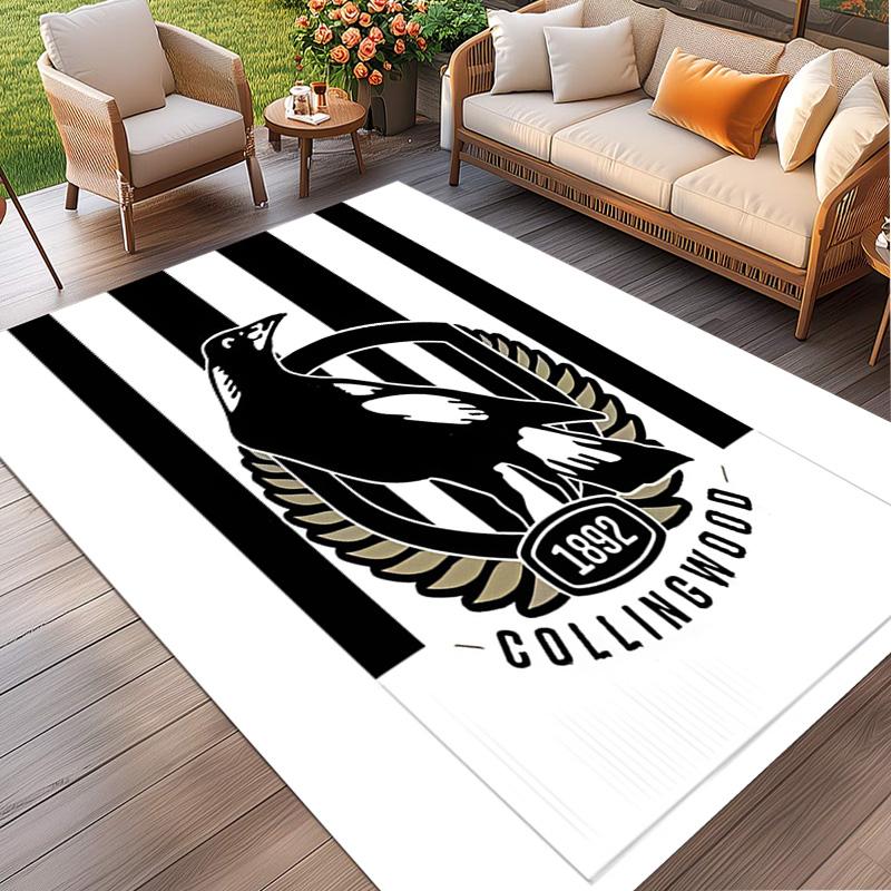 Collingwood Magpies Print Rug, Washable Floor Carpet, For Entryway Dorm Laundry Room Office Study, Home Decor Birthday Christmas Gift