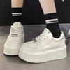 Spring Leather White Platform Sneakers Thick Sole Chunky Casual Shoes Height Increasing Women Shoes Comfortable Female Sneakers
